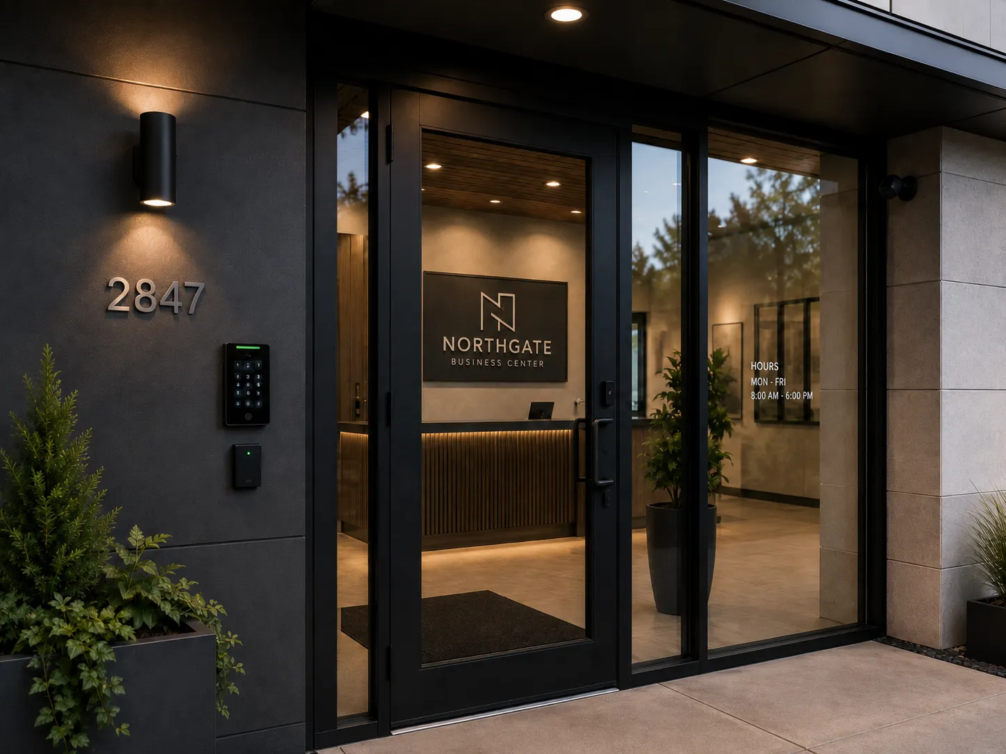 Modern controlled business entrance