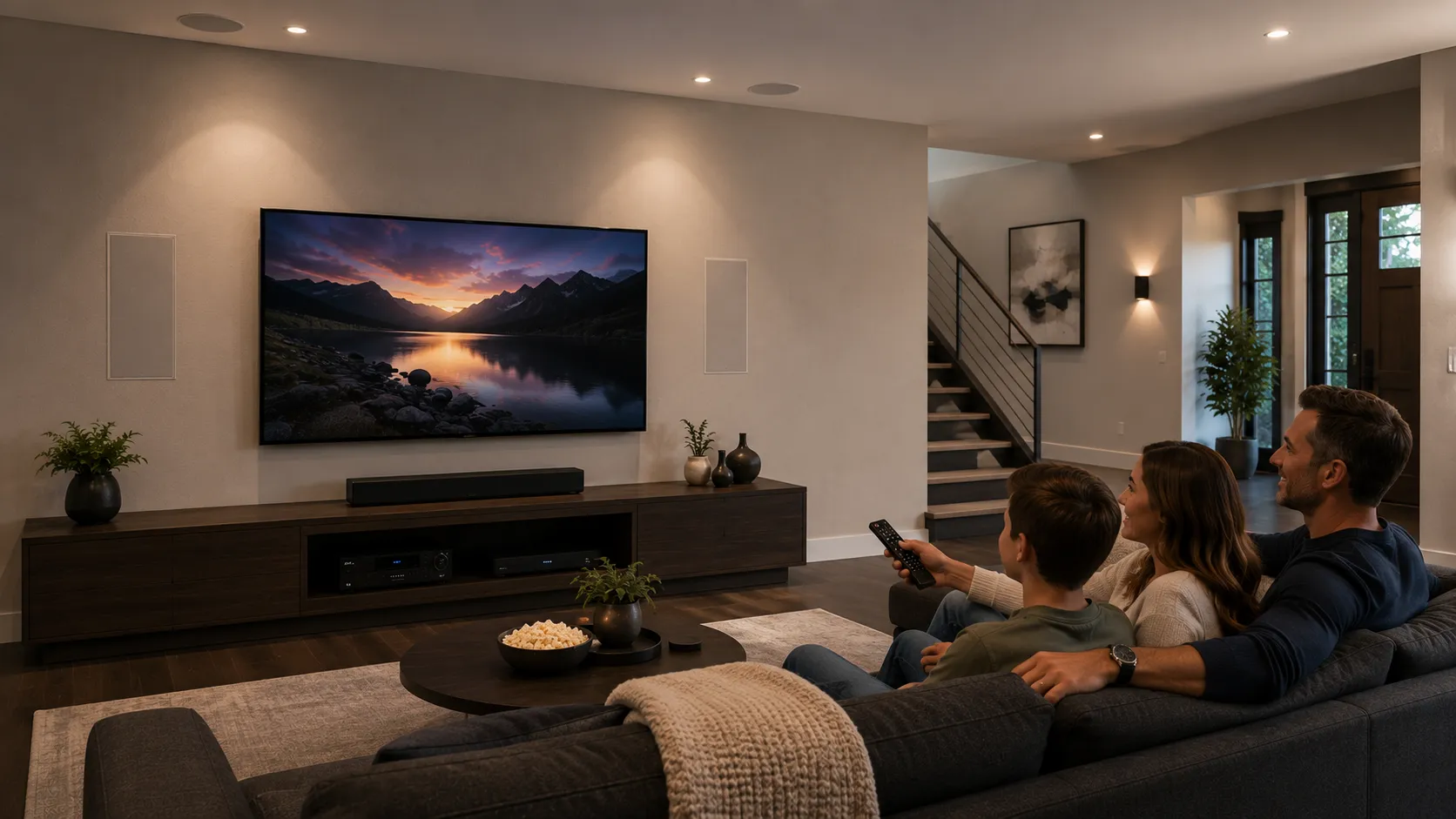 Concealed speakers and simple AV controls