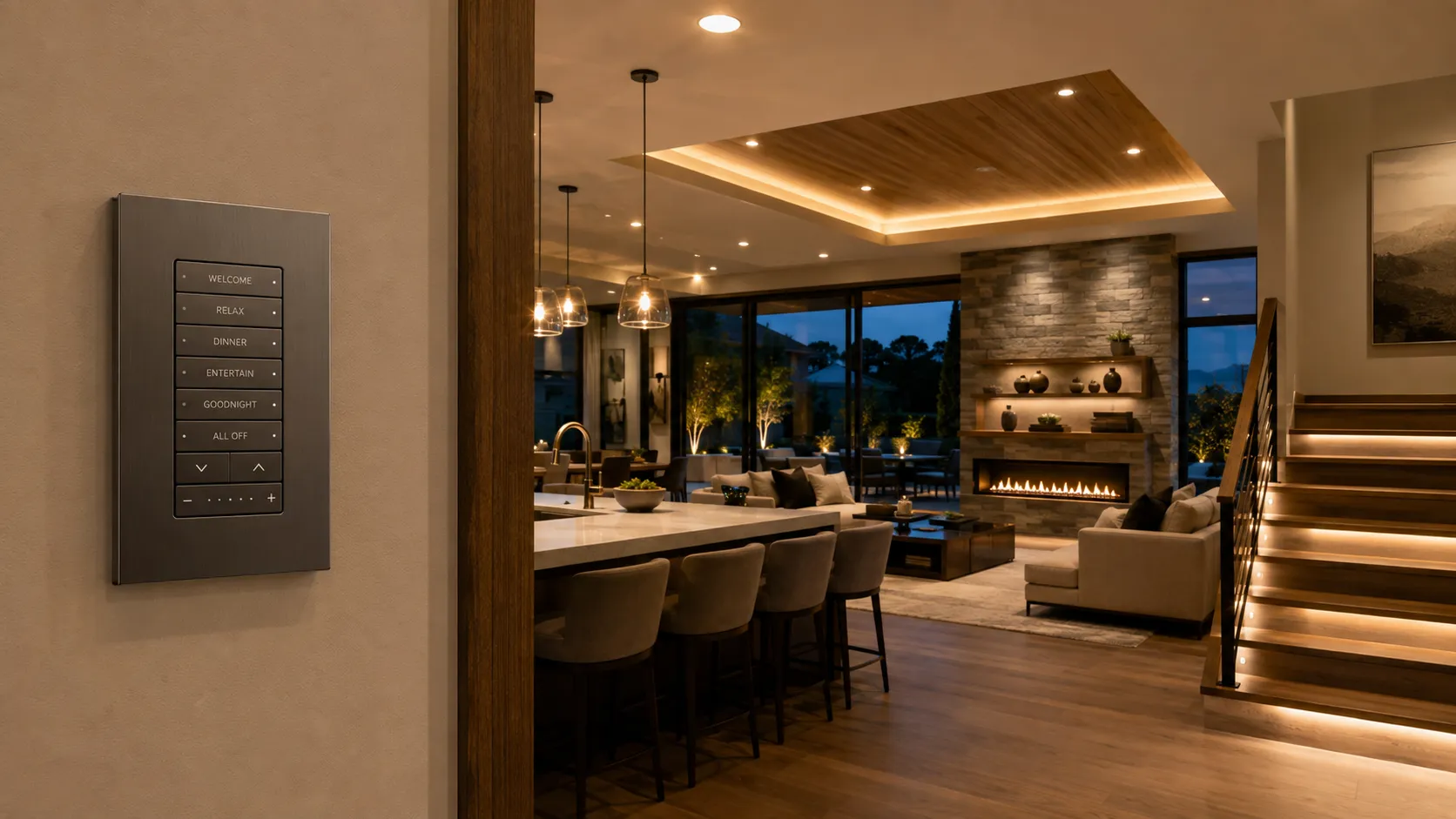 Installed keypad and finished room lighting