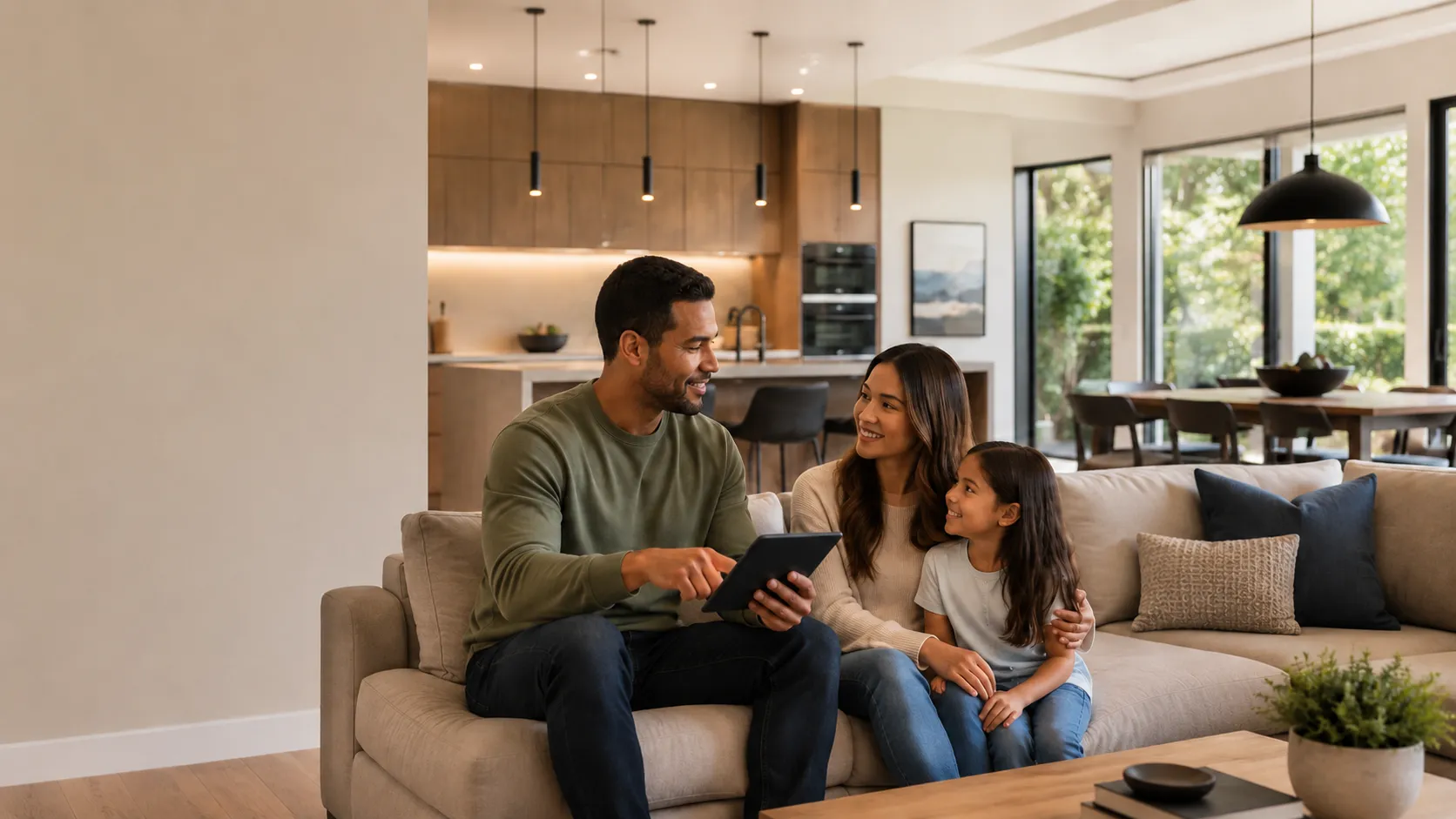 Family using a simple wall or handheld control